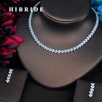 hibride classic round cut aaa cubic zirconia jewelry sets for women earring necklace sets wedding accessories party gifts n 496