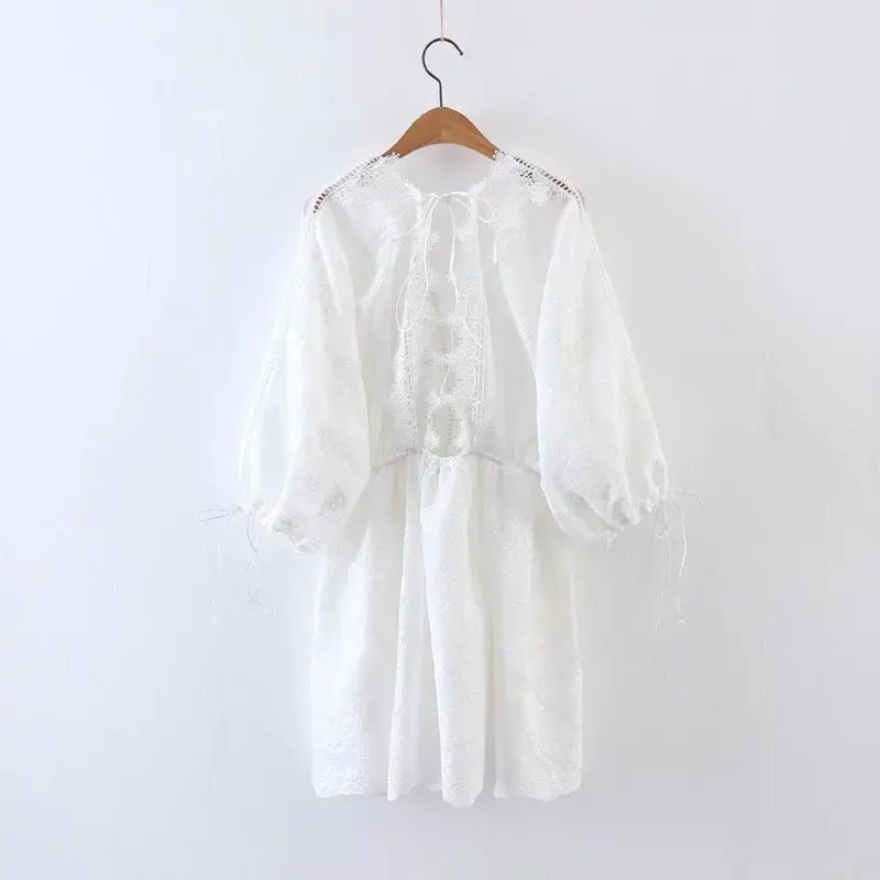 Женское шифоновое платье Jenny & Dave Белое Платье макси с рукавами фонариками и