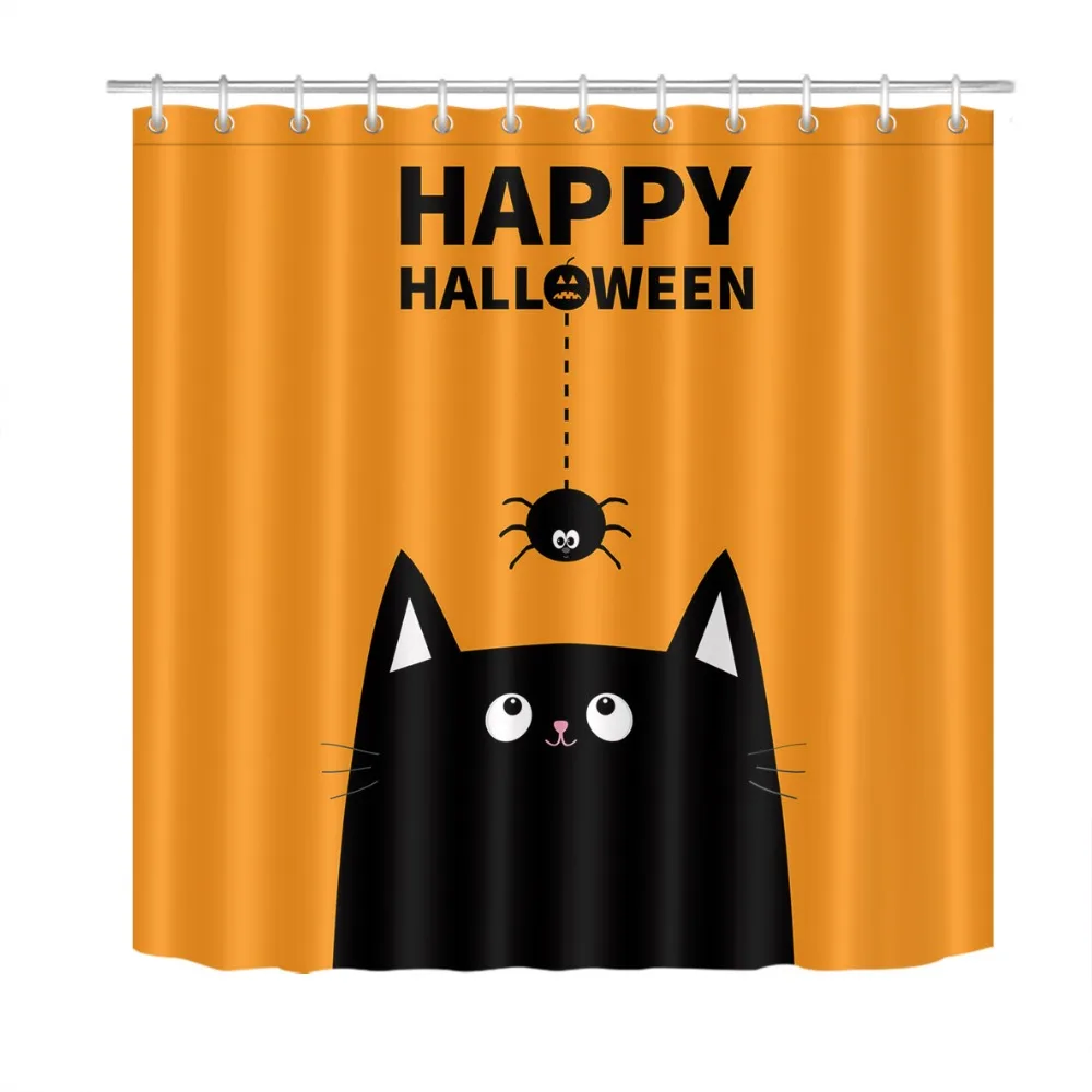 Водонепроницаемая занавеска для душа LB с изображением милого черного кота лица