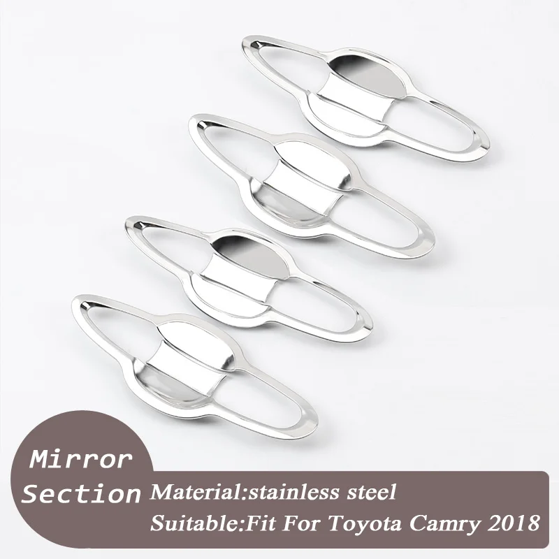 BACKAR Авто Стайлинг нержавеющая сталь подкладке наклейки для Toyota Camry XV70 снаружи дверные ручки крышки интимные аксессуары - Название цвета: 8pcs-silver