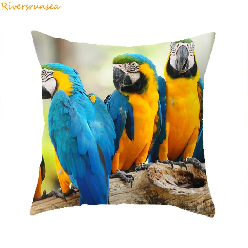 Customized Style Parrot sofaDecorative Cushion cover Colore feather Macaw Monk parrot Sun Budgerigar Houseware Printing Pillows | Дом и сад