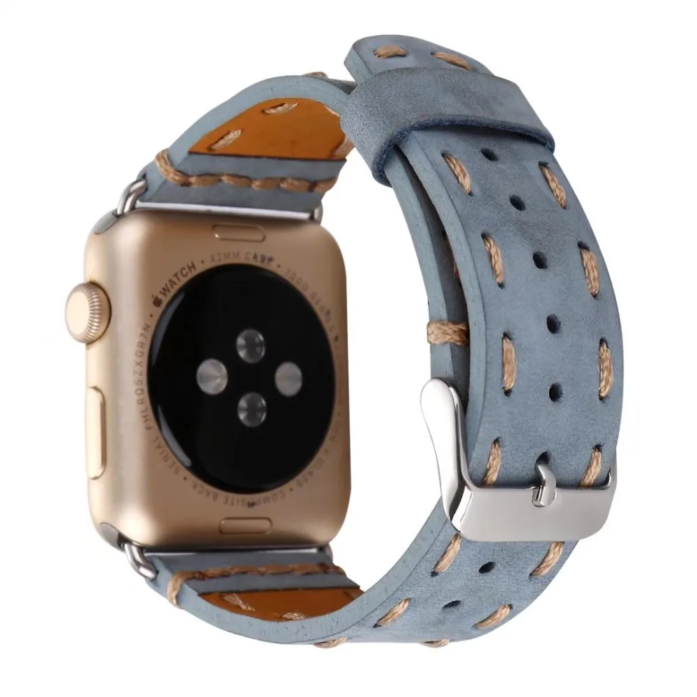 Ретро ремешок ручной работы из натуральной кожи для Apple Watch Series 3 2 1 винтажный
