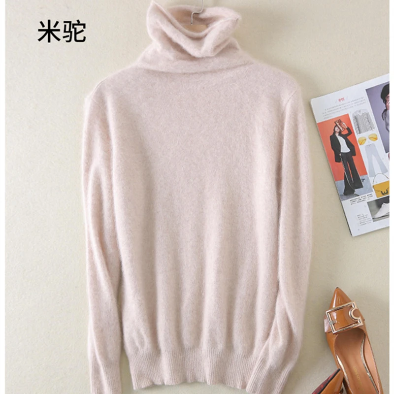 

Женская кашемировая рубашка, теплый свитер с высоким воротником и длинным рукавом, Осень-зима 2021