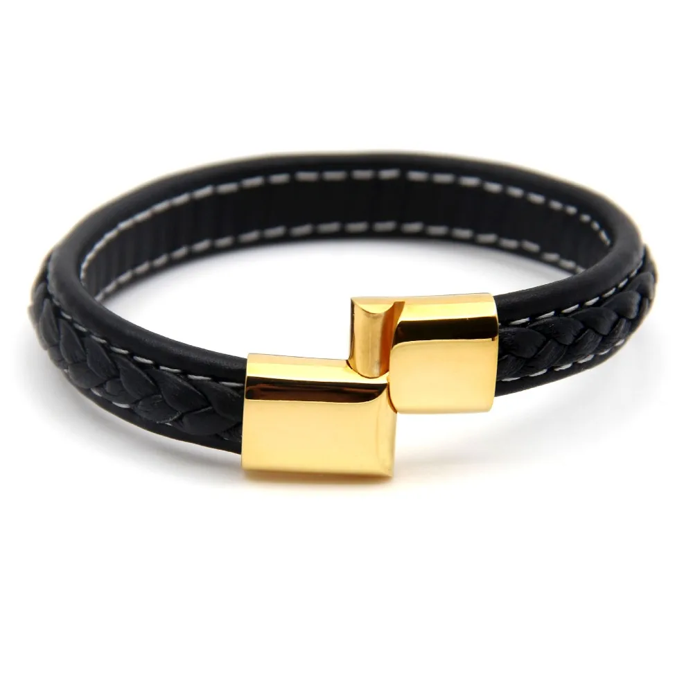 Мужские кожаные браслеты магнитная застежка из нержавеющей стали бижутерия|bracelet