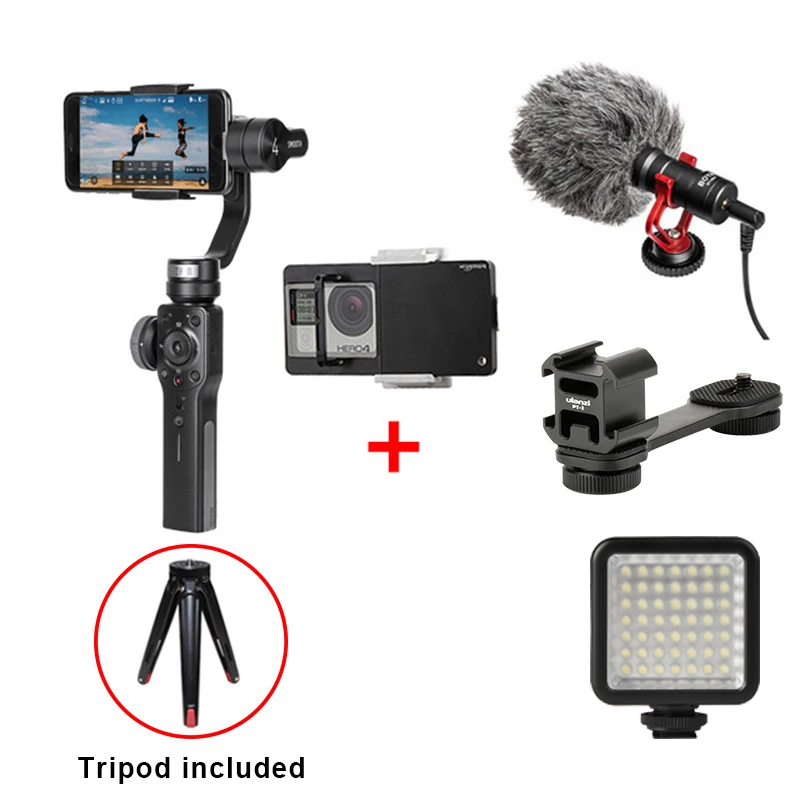 set 1 Zhiyun Smooth 4 Карманный 3-осевой бесщеточный шарнирный стабилизатор для камеры для iPhone X Xs samsung gopro hero 7 6 PK DJI Osmo карман 2 мобильного телефона - Цвет: set 1