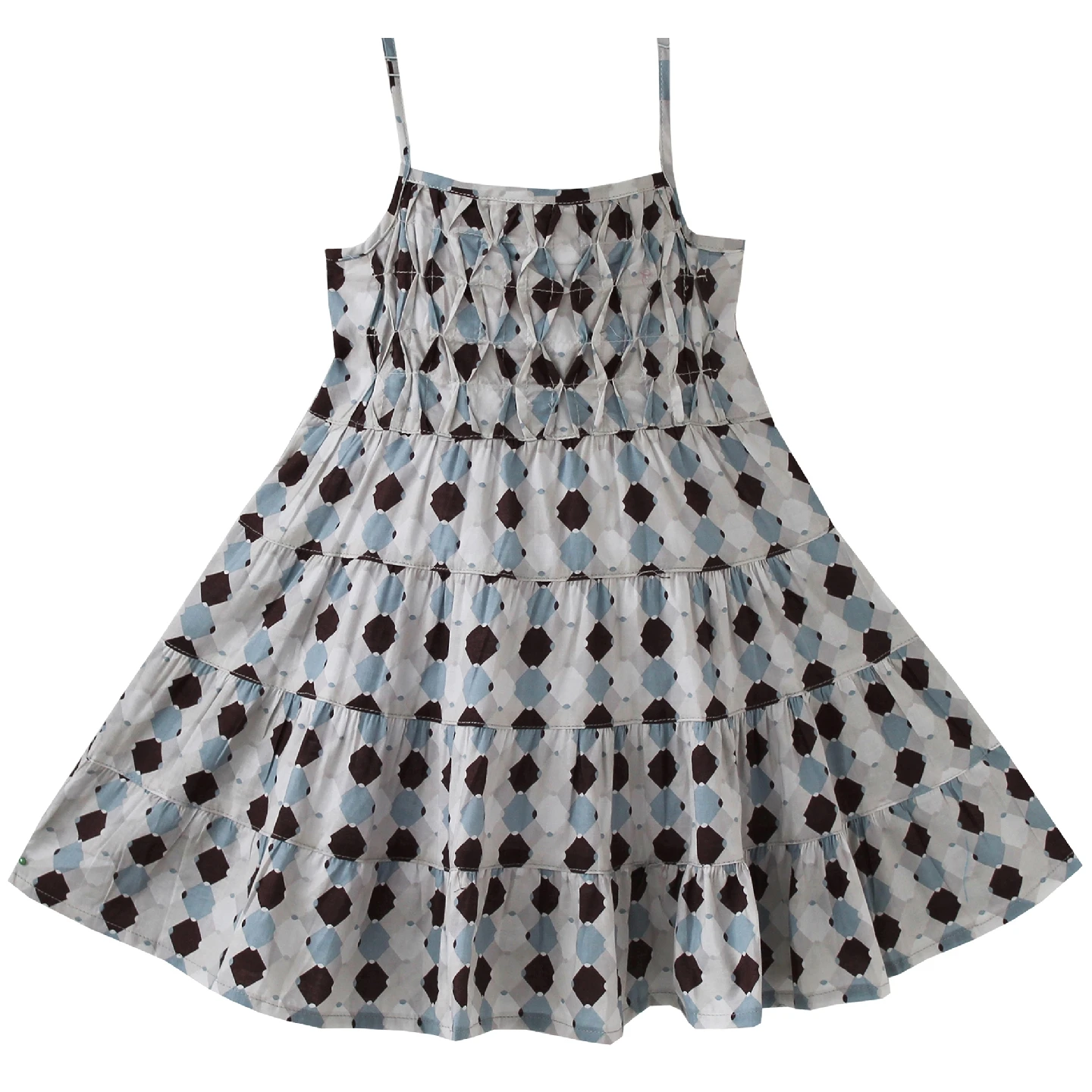 

Girls Dress Smocked Grey Beach Sundress Party Kids Clothes Cotton 2020 Summer Princess Wedding Dresses Children Clothes Pageant