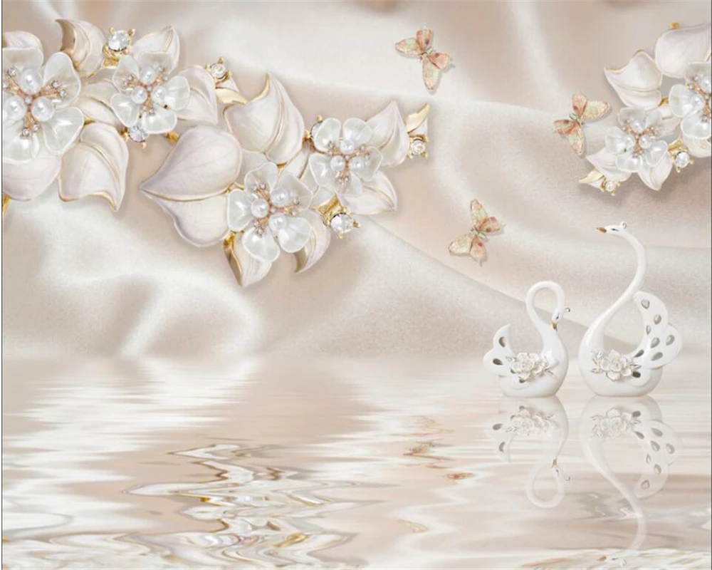Beibehang высокое качество 3D обои Роскошные потолки ювелирные изделия Лебедь ТВ
