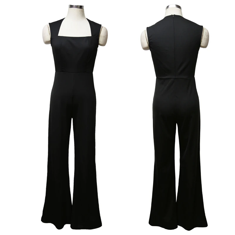Черные повседневные модные широкие брюки комбинезон 2018 Лето Новинки для женщин
