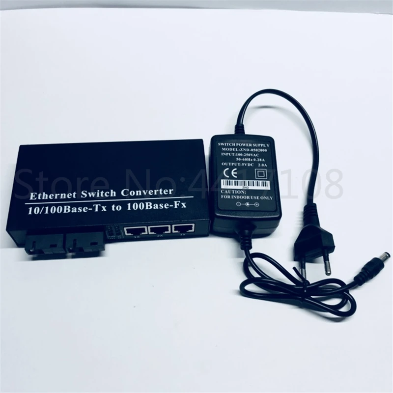 Ethernet коммутатор 10/100 м 25 км волоконно оптический медиа конвертер один режим 3 RJ45 и 2
