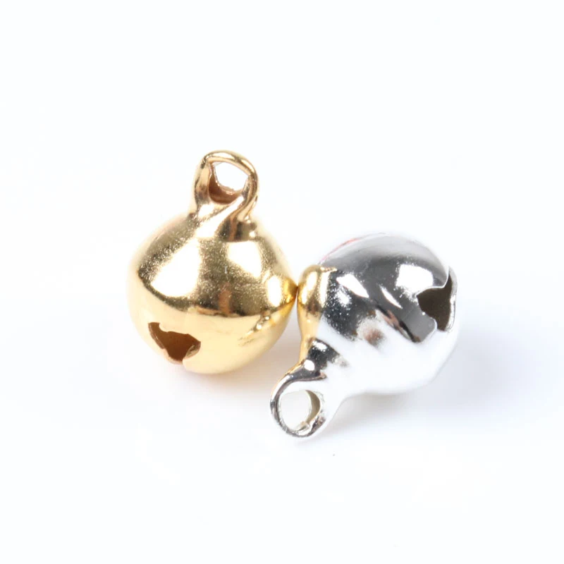 

8mm 10pcs Gold Copper Round Loose Beads Jingle Bells Christmas Tree Ornamen Decoration Pendants Party Home Accessories
