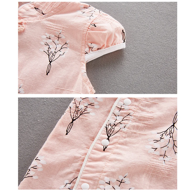 Летняя одежда для маленьких девочек комбинезон Чонсам в китайском стиле