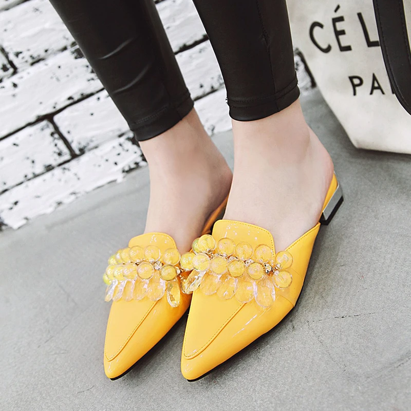 

fanyuan 2019 Large Size 48 Pointed Toe Classics Mules Elegant women's Flats Classics Fashion Mature Lady Elegant women's Shoes