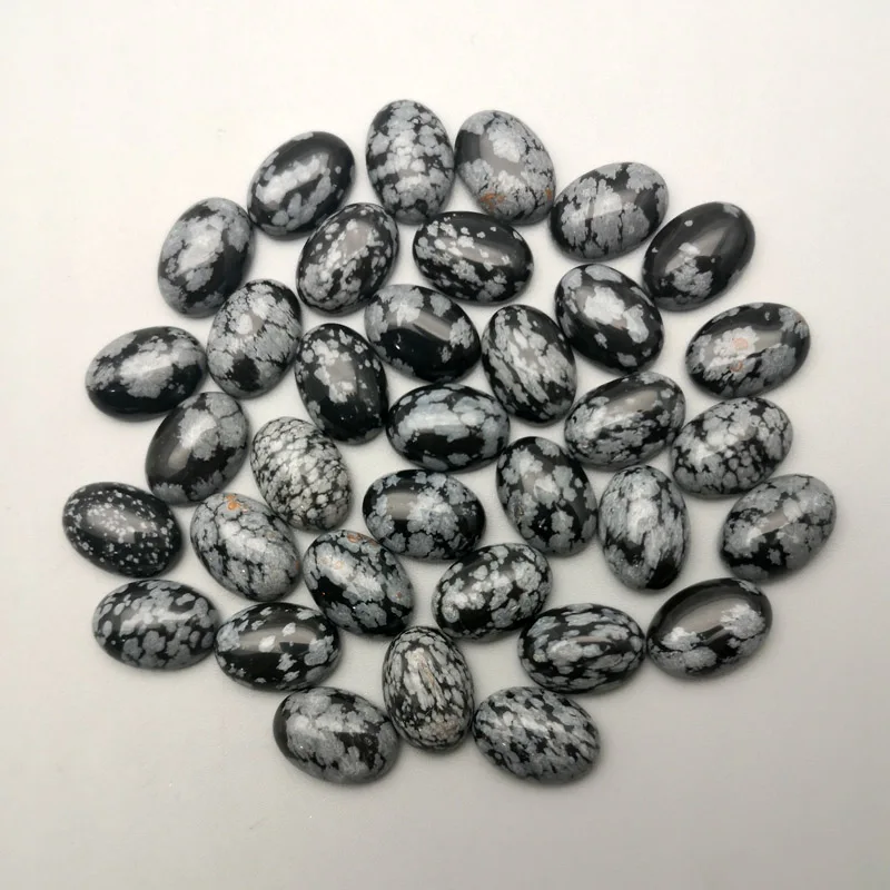 

Fashion Good quality 10x14mm snowflake obsidian Natural Stone oval Beads for Jewelry making no Hole Necklace Earrings accessorie