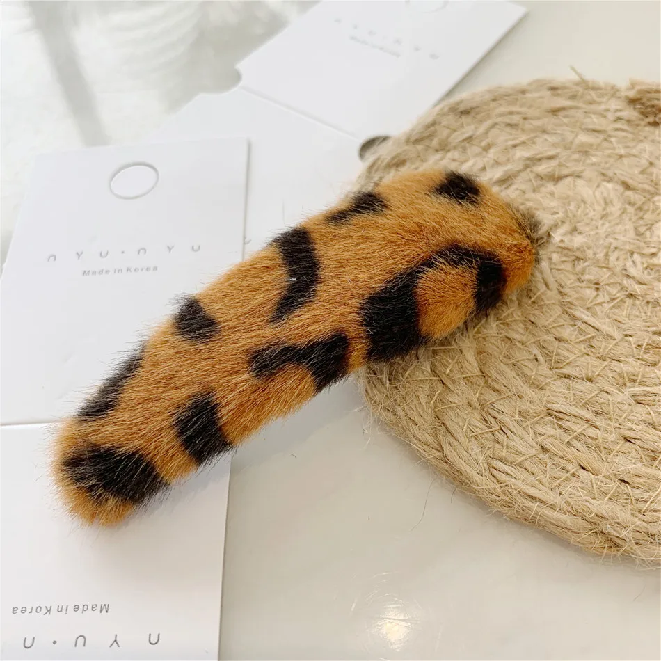 

Модный Цветной Леопардовый зажим для волос с имитацией кроличьего кролика капля BB зажим для волос женские челки зажим для волос аксессуары ...