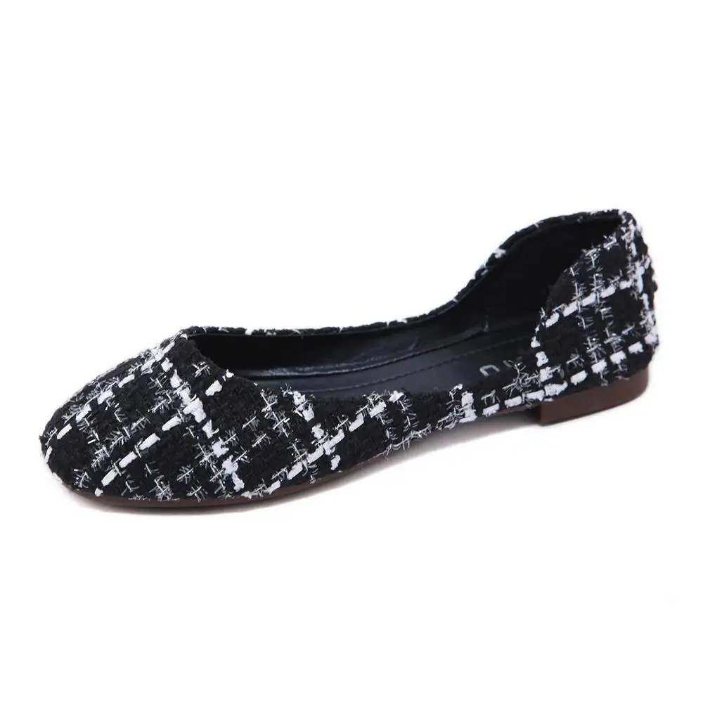 Black chaussures ete femme summer women flats shoes women shallow mouth flat bottom round head shoes female multi loafers ladies - Color: Black