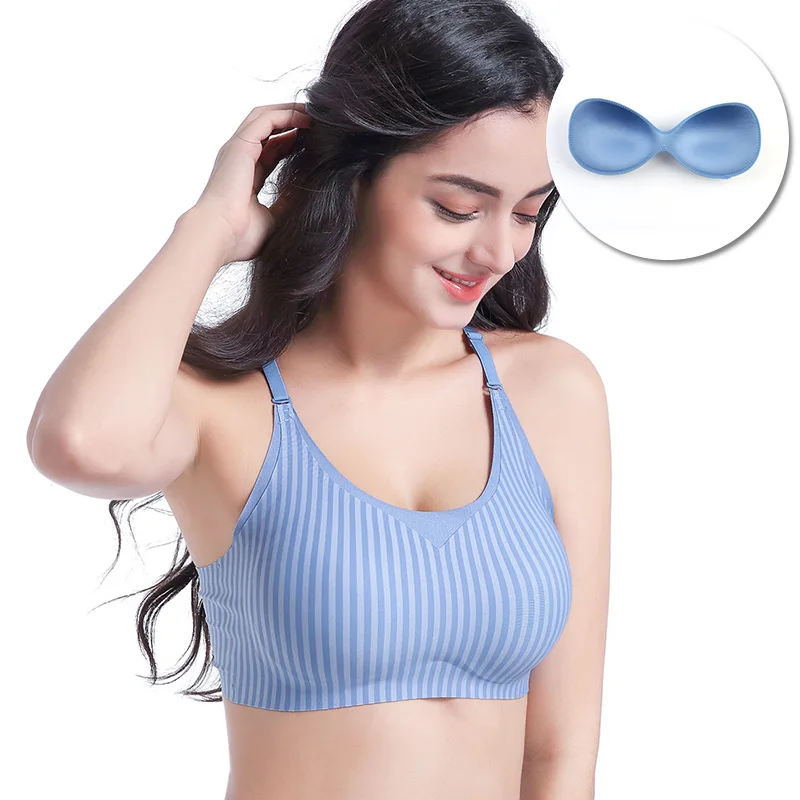 

Nessayoo Seamless Wire Free Bras For Women One-Piece Full Cup Push Up Sexy Bra Ultimate Bralette Striped Brassiere Brasier Mujer