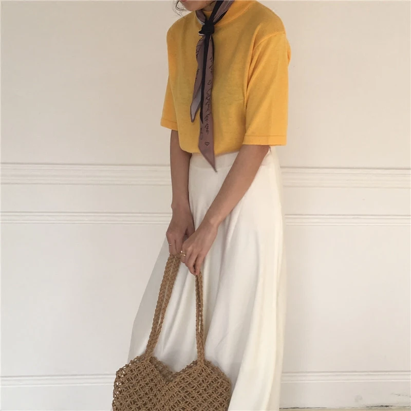 Женская длинная юбка с завышенной талией повседневная однотонная белая