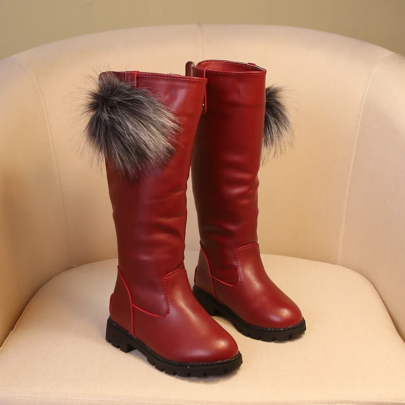 autumn and winter children boots female child princess high-leg plus velvet cotton-padded shoes |