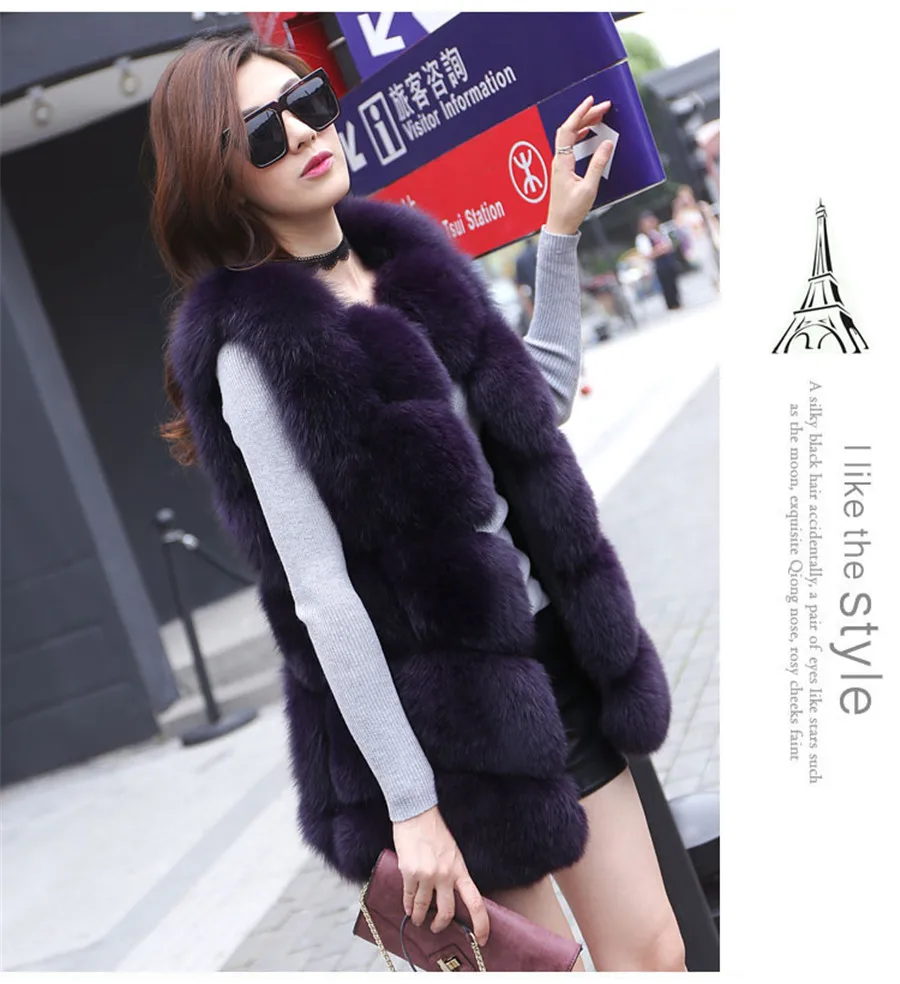 Жилет женский из натурального Лисьего меха зимний теплый длинный | Женская