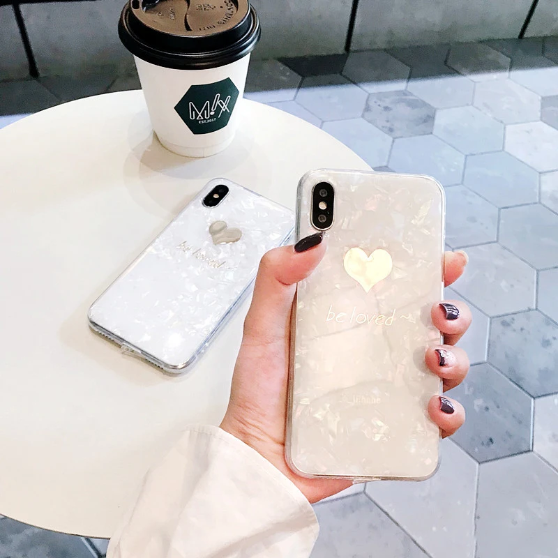 Чехол для телефона GlamPhoneCase с золотым сердечком iphone XS Max XR 8/7/6/6 S Plus мягкие белые