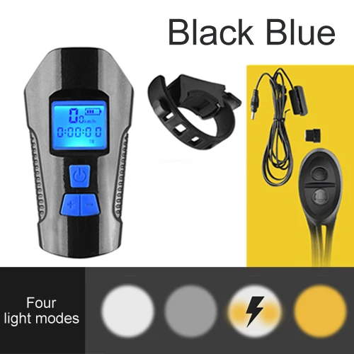 Odometer Blue Велосипедный светильник, перезаряжаемый через Usb, светодиодный, дорожный, передний, вспышка, светильник, Аксессуары для велосипеда, компьютер, одометр, колокольчик, динамик, 3 в 1 вариант - Цвет: Odometer Blue