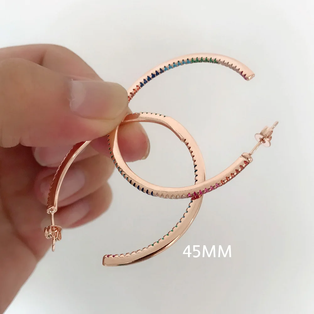 Новые модные серьги кольца из кубического циркония Трендовое большое круглое