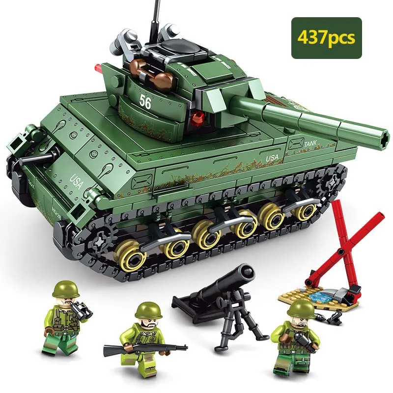 No original box Военная серия Второй мировой войны Ru IS-2M, тяжелый танк США M1A2, военная модель скорой помощи, игрушки для детей, рождественские подарки - Цвет: No original box