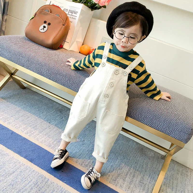 Осень 2018 детская одежда новинка Детская футболка с принтом в полоску для