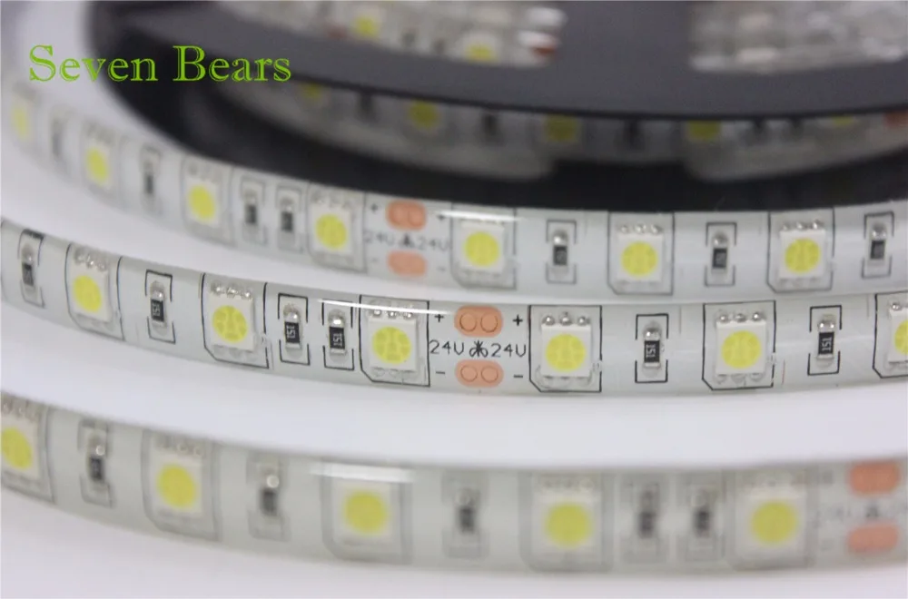 Водонепроницаемая светодиодная лента IP65 DC24V 5050 SMD 5 м 300led 60led/M Белый/теплый белый/RGB