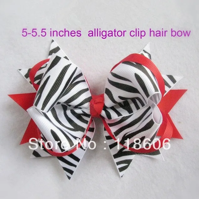 50 шт./лот светло розовый бант для волос с принтом зебры модный бутик большой