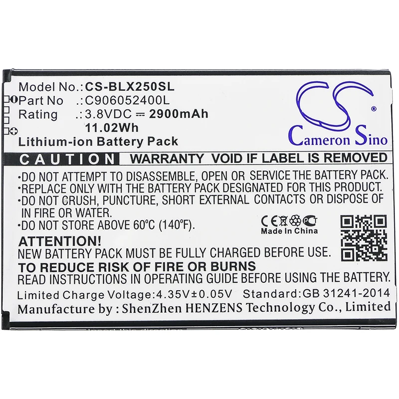 

Аккумулятор Cameron Sino 2900mAh для BLU E050 E050U Energy X2,C906052400L