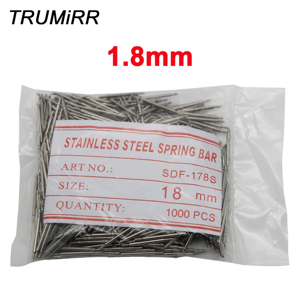 1000pc 1.8mm Watch Band Spring Bar Full Stainless Steel 10mm 12mm 14mm 16mm 17mm 18mm 19mm 20mm 22mm 23mm 24mm Double Flange Pin