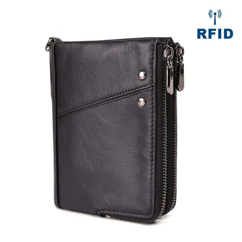 Новинка 2019 модный мужской кошелек из натуральной кожи RFID Блокировка Двойные