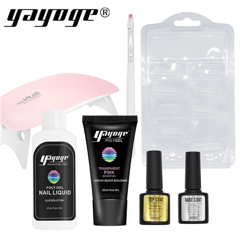 P16-S7-PK-P Yayoge, набор из полигеля, быстрое строительство, УФ-гель, лак для ногтей, светодиодная лампа для ногтей, для дизайна ногтей, твердое желе, долговечный полигель, набор - Цвет: P16-S7-PK-P