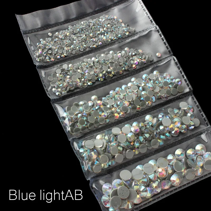 CrystalAB Blue light Новая распродажа, разноцветные стразы для горячей фиксации 1200 шт, хрустальные декоративные камни для одежды, орнамент - Цвет: CrystalAB Blue light