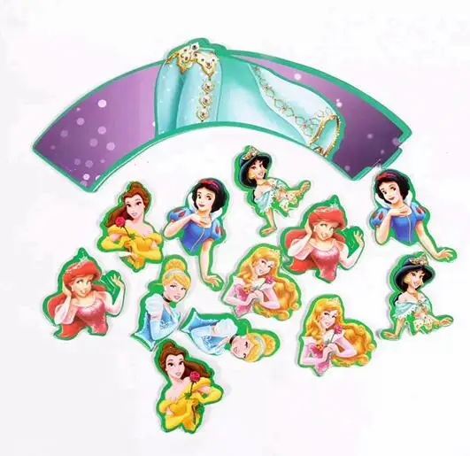 Princess girl 24 шт. Минни Микки Маус Собака кекс обертки Топпер выбрать дети день рождения ребенка душ вечерние свадебные товары для украшения торта подарок - Цвет: Princess girl