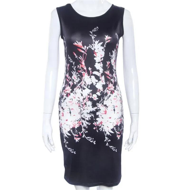 #4003 Bodycon платья Винтаж пикантные женские Фитнес Цветочные рукавов круглый вырез