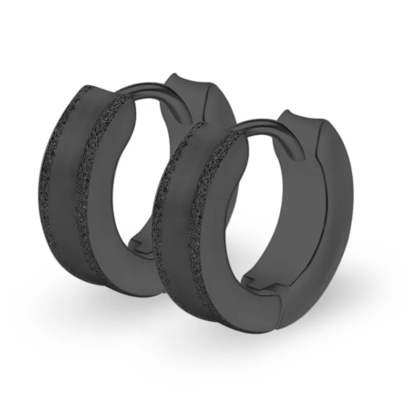black 1 пара Новые мужские серьги-кольца маленькие креолы Титан 316L хирургическая сталь Серебро Золото Черный 4x13 мм противоаллергические Панк ювелирные изделия - Окраска металла: black