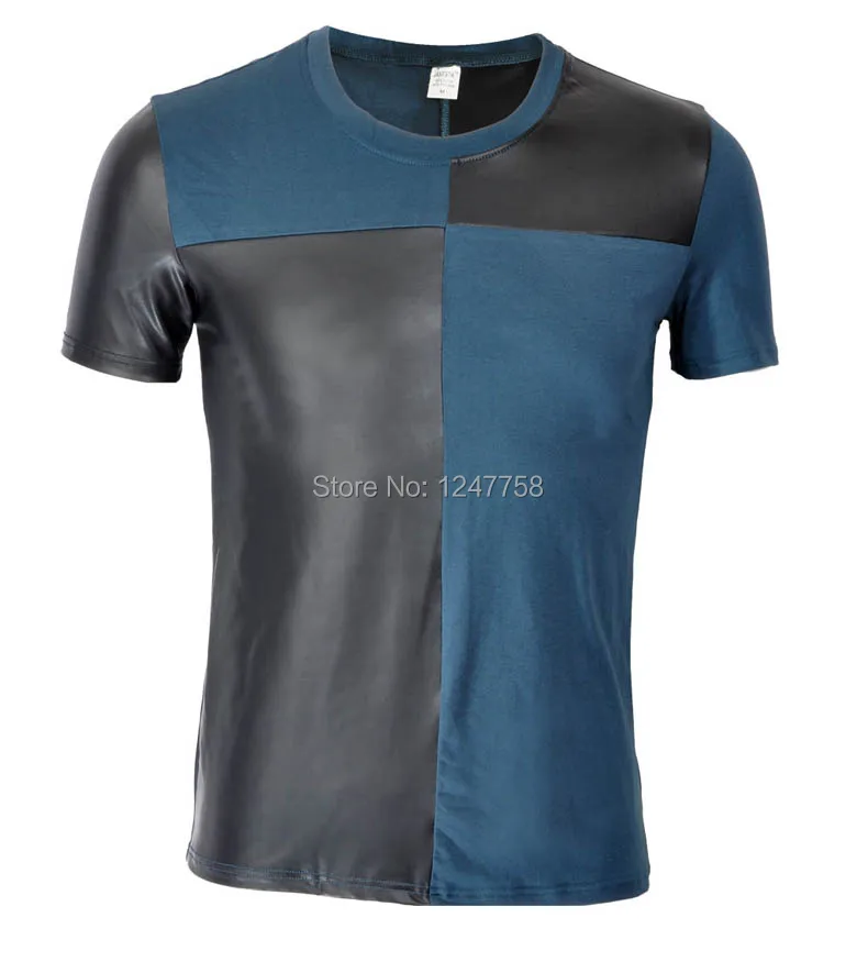 Новая мужская футболка с перекрестными вставками Топы жилет из кожи и хлопка