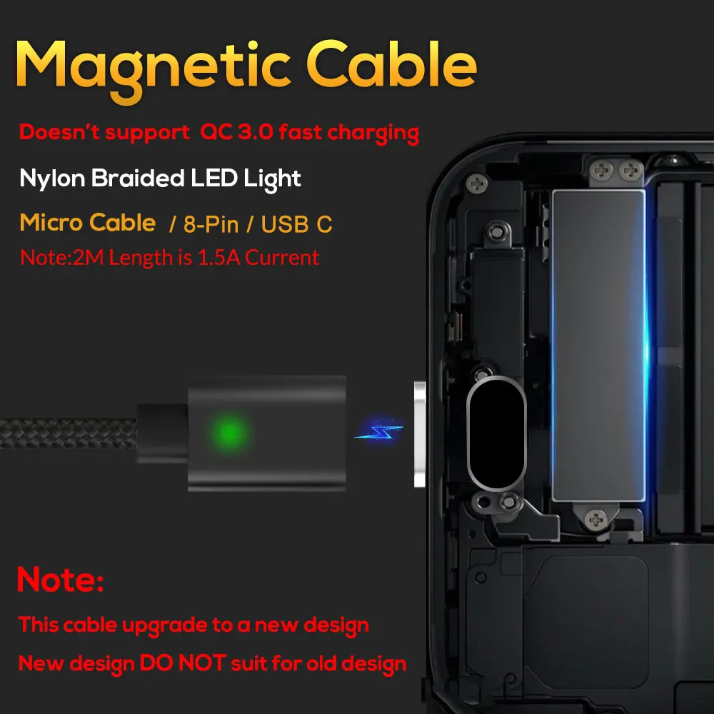 Магнитный кабель TOPK Micro USB Type C магнитный для зарядки и передачи данных кабели