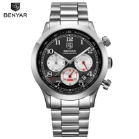 relogio masculino benyar luxury brand stainless steel military watch mens waterproof chronograph sport quartz wrist watch clock