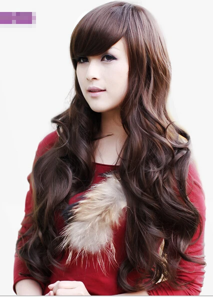 Корея женщины Длинными вьющимися волосами парик жаропрочных Дам ПАРИКИ|hair wigs heat