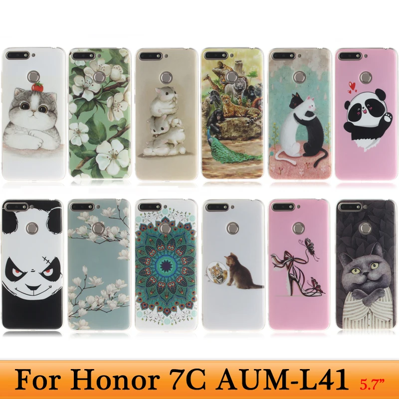 Case on Honor 7C 5.7 inch Soft Silicone Phone Cases For Huawei AUM-L41 Covers Russian Version Display Bumper |