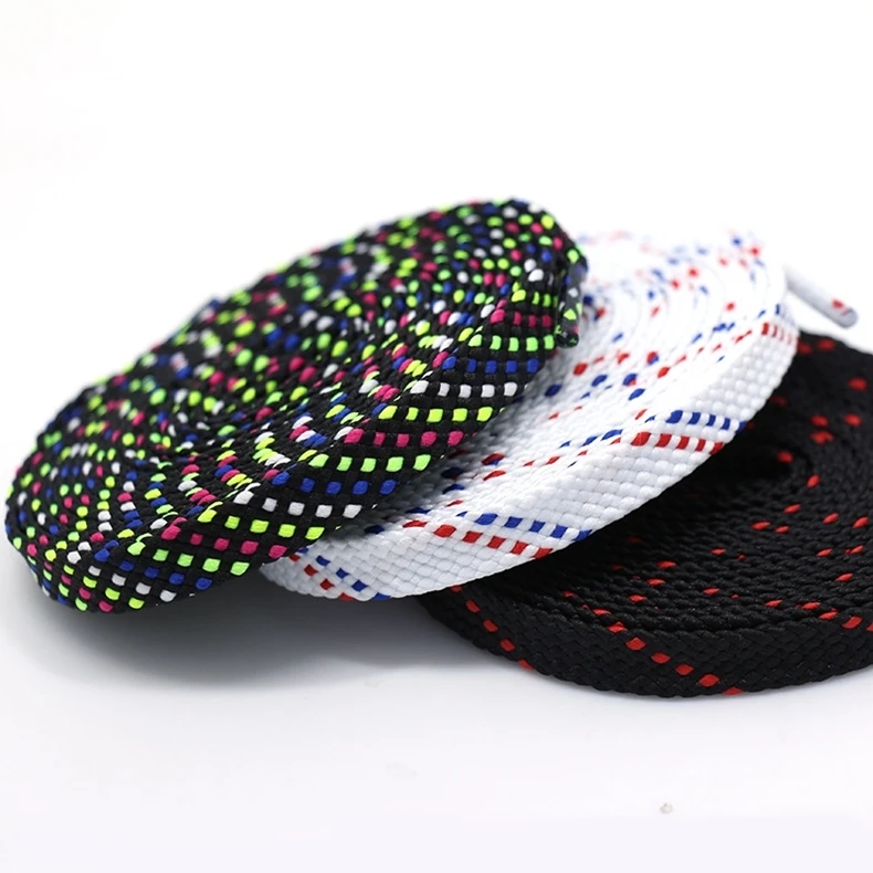 New twill two-color casual personality shoelace double-layer flat black and white blend shoe lace T122