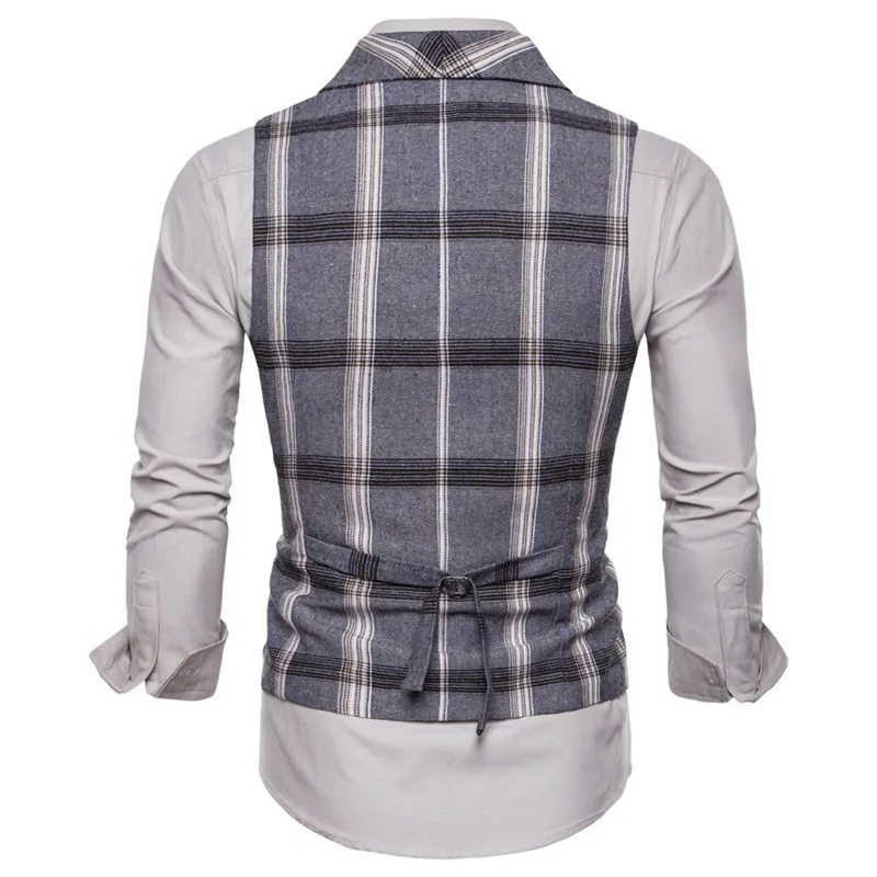 Мужской жилет повседневный костюм мужской Клетчатый Стиль Chalecos Hombre деловой