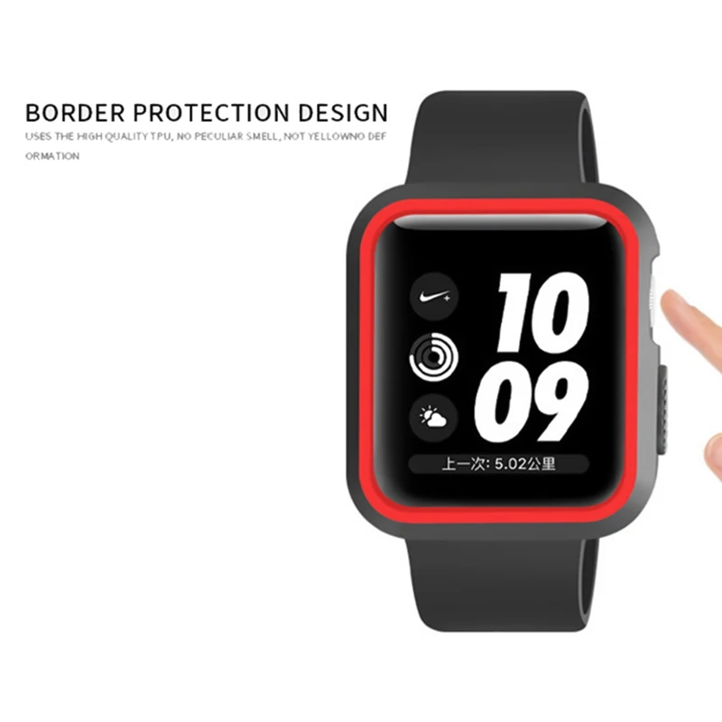Мягкий силиконовый чехол бампер для Apple Watch iWatch серии 1 и 2 и 3 крышка рамка Полная защита 42 мм 38 мм 40 мм 44 мм