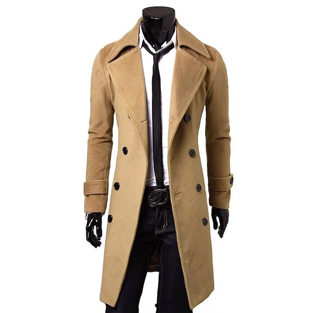 

Casaco Masculino Arrival Mens Full Sleeve Smart Casual Workwear Windbreaker Coat Warm Thick Woolen Peacoat Long Overcoat Clothes