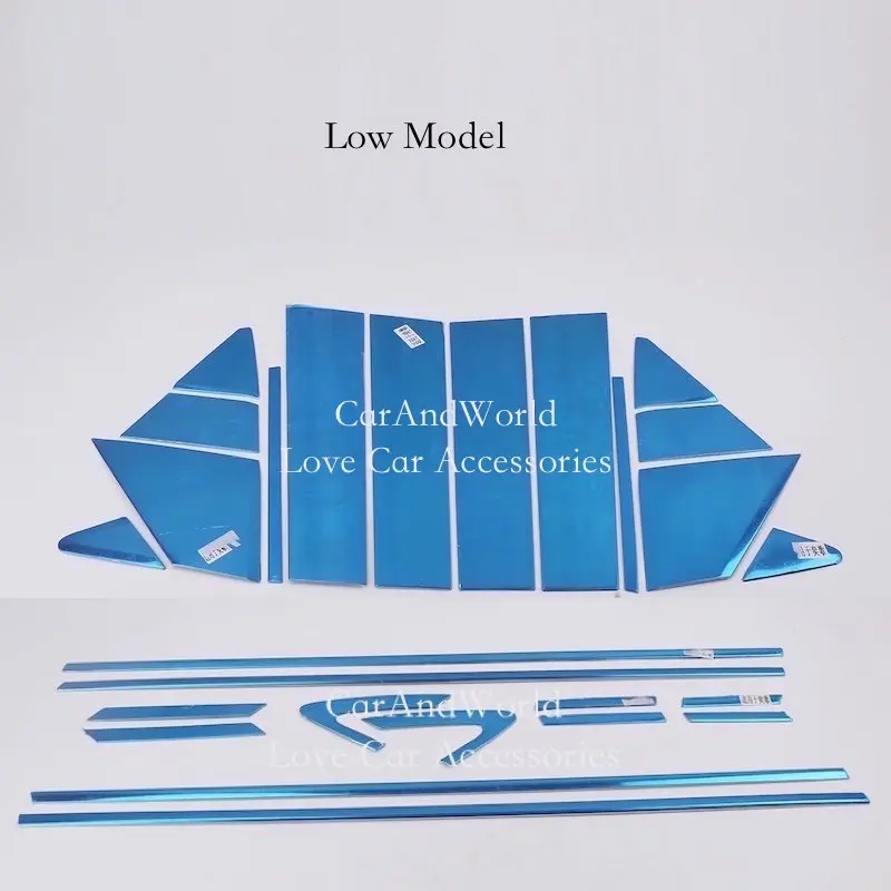 04 Low Model 26pcs Высококачественные дверные оконные наличники из нержавеющей стали для Mitsubishi Eclipse Cross аксессуары для стайлинга автомобилей - Цвет: 04 Low Model 26pcs