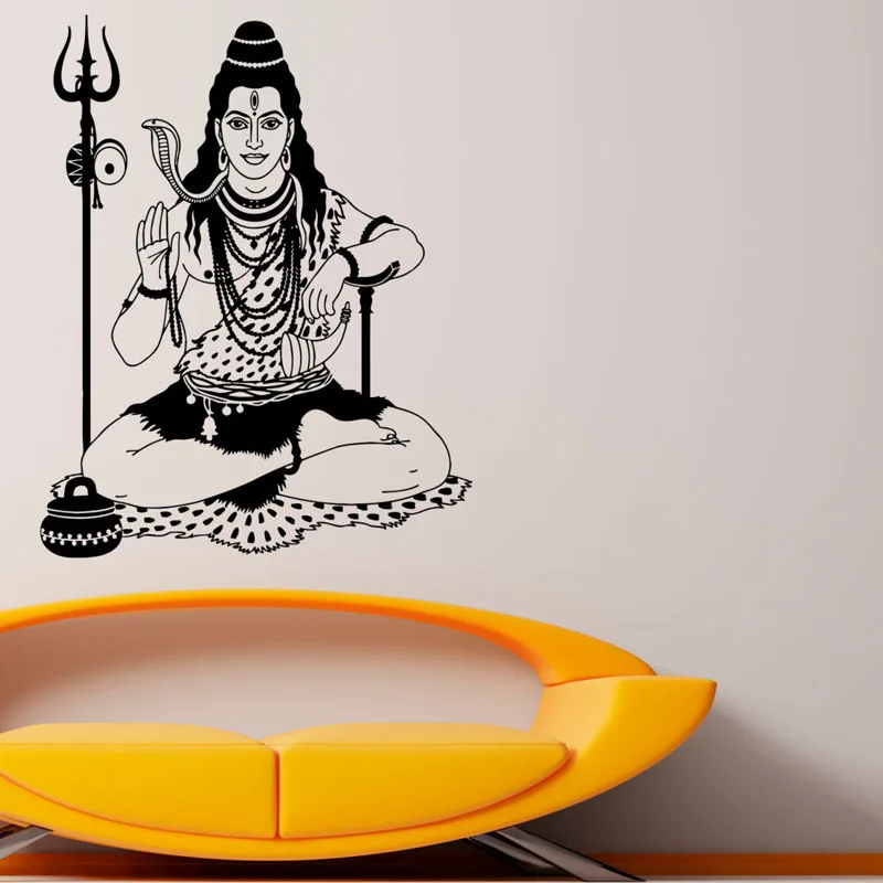 

ZOOYOO Shiva Indian Religion Vinyl Art Wall Stickers Home Decor Removable Adhesive Wall Decal Sticker For Living Room