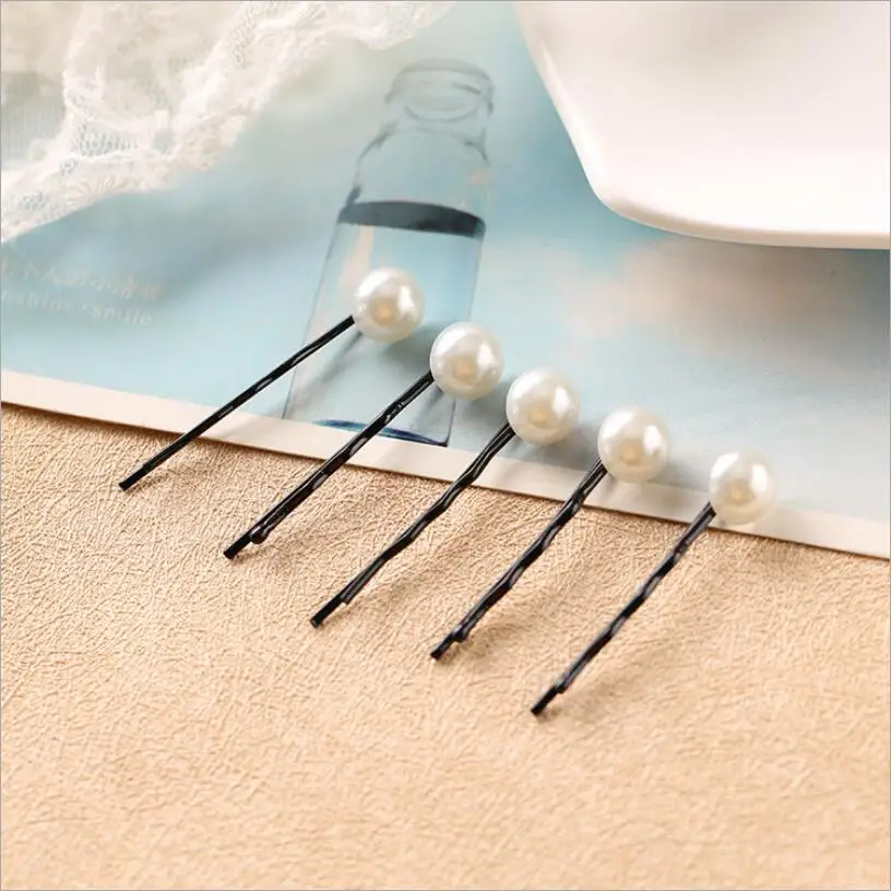 10 шт. Аксессуары для волос с жемчугом для женщин дам, заколки невидимые, завитые, салонные шпильки-заколки, черные, на.